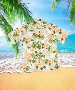 Plumeria Dream White Cotton Poplin Men s Hawaiian Shirt