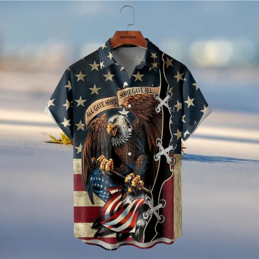 Plus Size Lapel Mens American Flag Graphic Print Hawaiian Shirt Button Down Shirts  Top Blouse Shirts  Short Sleeve  Button Down Shirts