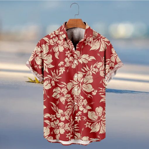 Plus Size Men s Hawaiian Shirts For Beach  Retro Floral Printed Short Sleeve Aloha Shirts  Oversized Casual Loose Tops For Summer