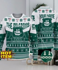 Plymouth Argyle FC Big Logo Custom Name 3D Ugly Christmas Sweater Christmas Gift For Big Fans