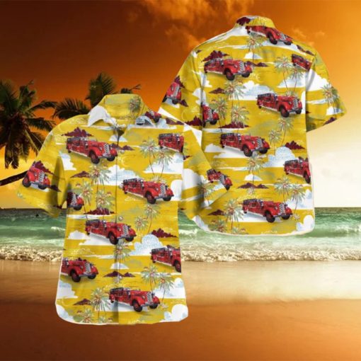 Plymouth, Massachusetts, Plymouth Fire Department 1940 Seagrave 65′ Aerial Ladder Truck Hawaiian Shirt