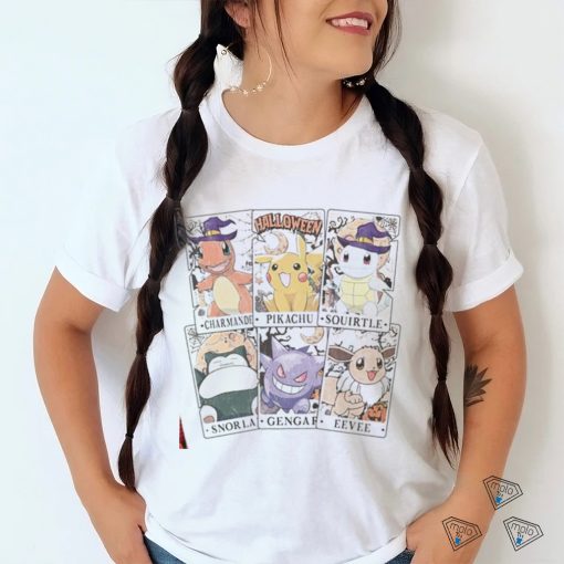 Pocket Monster Tarrot Card Halloween Shirt, Pikachu Eevee Snorlax Squirtle Halloween Shirt