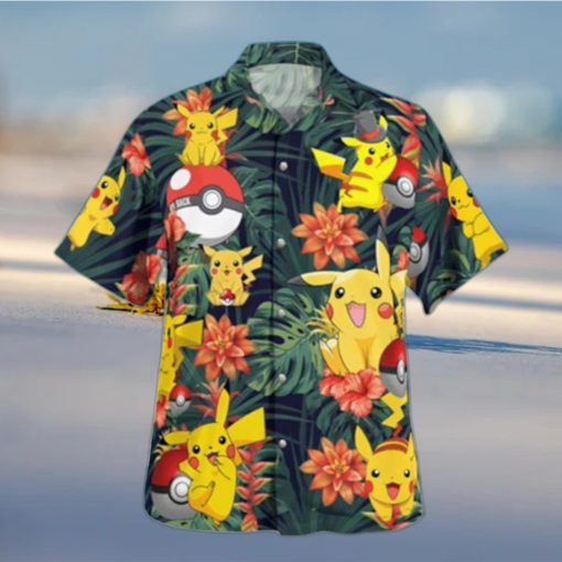 Pokemon Ball Hawaiian Shirt Palm Leaves Pattern Beach Gift For Friend