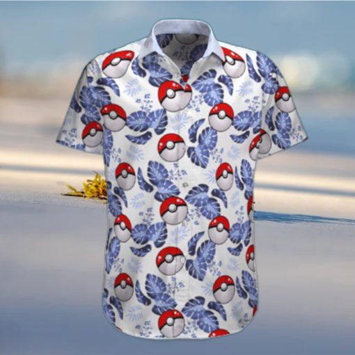 Pokemon Ball Hawaiian Shirt Palm Leaves Pattern Summer Beach Gift