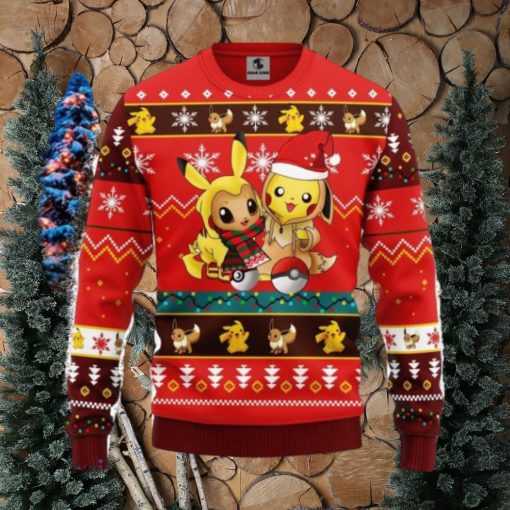 Pokemon Cute Noel Mc Ugly Christmas Sweater 3D Gift For Men And Women Red