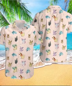 Pokemon Hawaiian Shirt, Eevee Evolution Pokemonsummer Holiday Family Aloha Hawaiian Beach Shirt