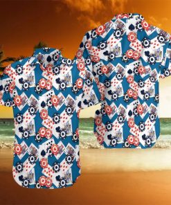 Poker seamless blue pattern hawaiian shirt