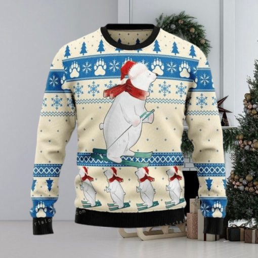 Polar Bear Ice Skiing Ugly Sweater Party