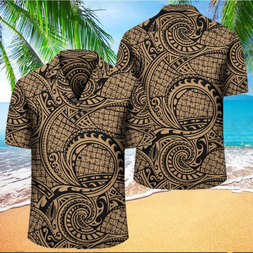 Polynesian Maori Lauhala Gold Hawaiian Shirt