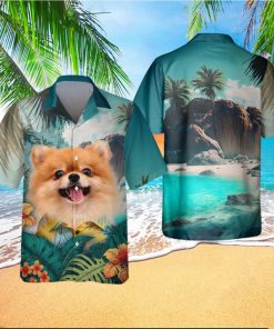 Pomeranian Spitz Glow In Bright 3D Hawaiian Tropical Shirt