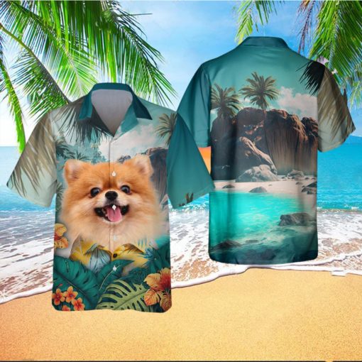 Pomeranian Spitz Glow In Bright 3D Hawaiian Tropical Shirt