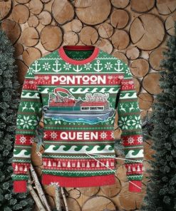 Pontoon Queen Merry Christmas Ugly Sweater Christmas