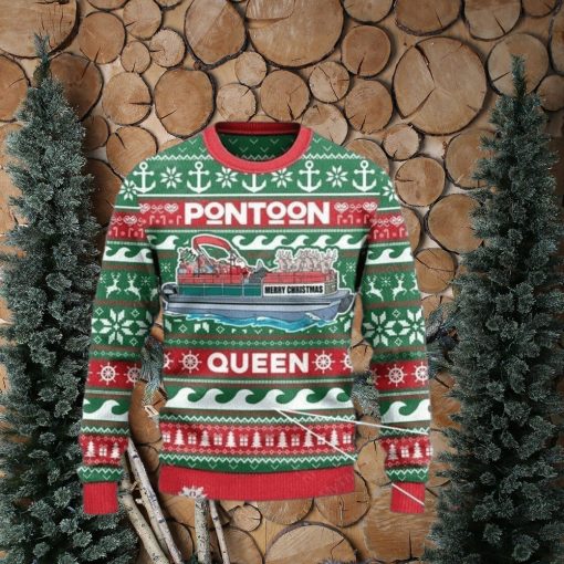 Pontoon Queen Merry Christmas Ugly Sweater Christmas