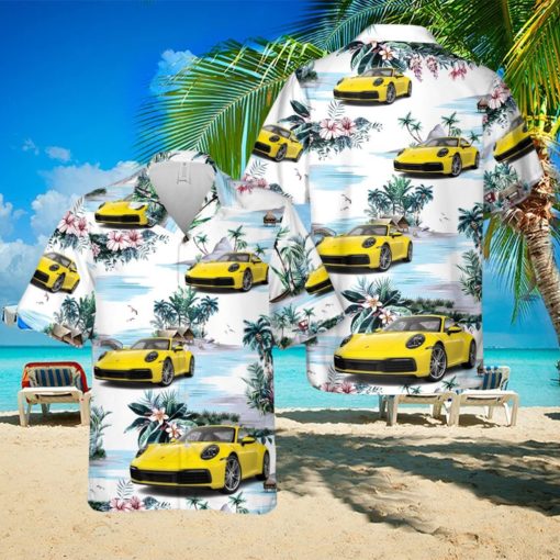 Porsche 911 Racing Yellow 3D Hawaiian Shirt Beach Lover Gift