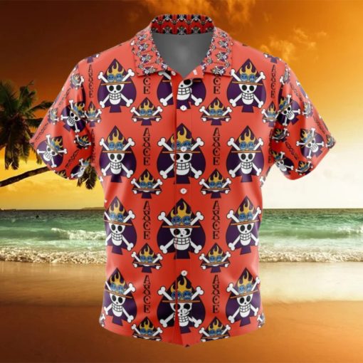 Portgas D. Ace Jolly Roger One Piece Button Up Hawaiian Shirt