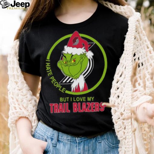 Portland Trail Blazers NBA Christmas Grinch I Hate People But I Love My Favorite Basketball Team T Shirt