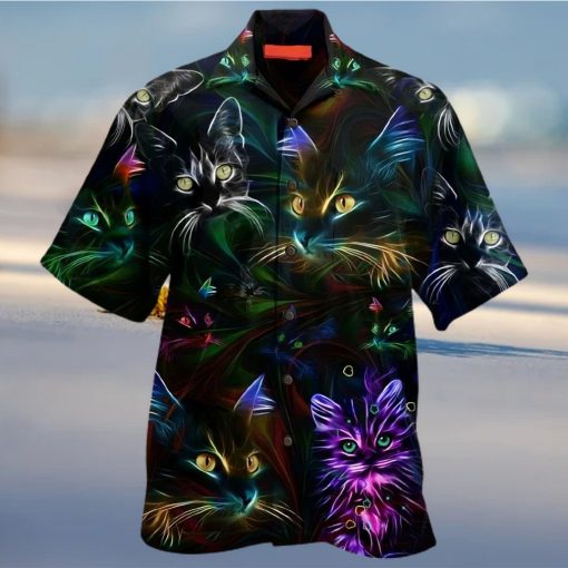 Portrait Neon Cats Art Hawaiian Shirt