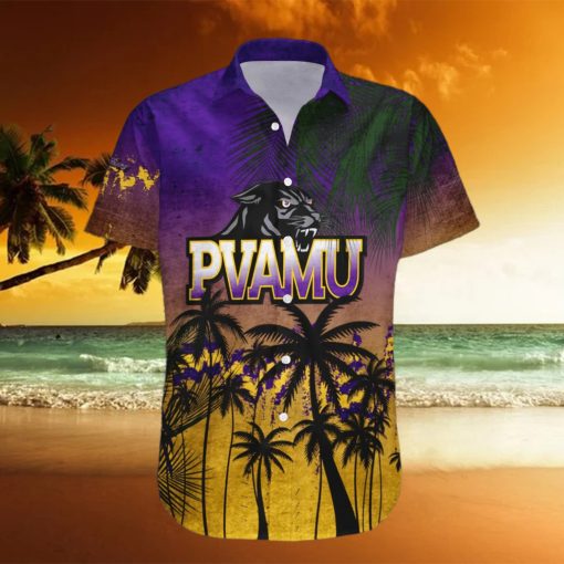 Prairie View A M Panthers 3D Hawaiian Shirt Coconut Tree Tropical Grunge NCAA Summer Beach hawaiian shirt