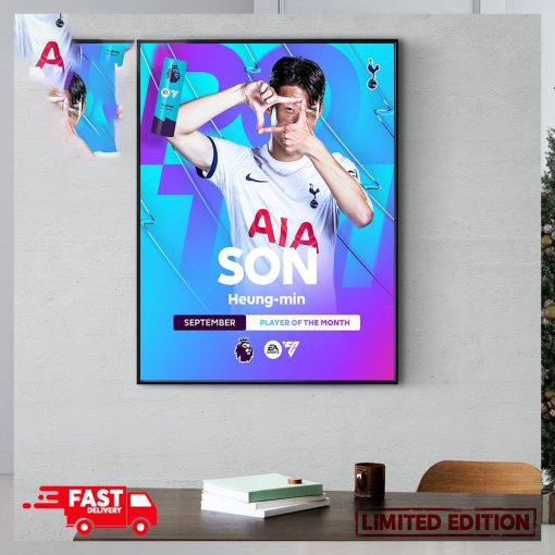 Premier League Son Heung min Player Of The Month September EA Sports FC Home Decor Poster Canvas