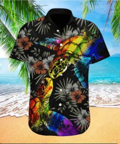 Pride Hawaiian Shirt Gift For Gay Colorful Turtle Lgbt Flower Design Hawaiian Shirt