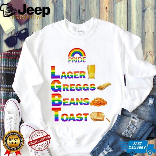 Pride larger greggs beans toast LGBT Pride shirt