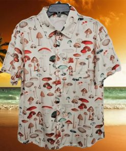 Printed Shirt Button Down Short Sleeve Cute Mushroom Hawaiian Shirt