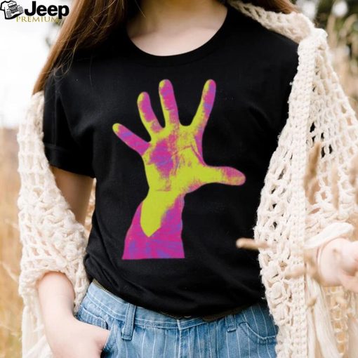 Product system of a down selftitled neon hand shirt