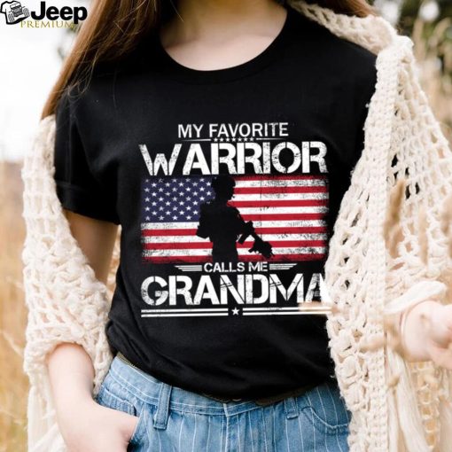 Proud American Grandma My Favorite Warrior Calls Me Grandma Long Sleeve T Shirt