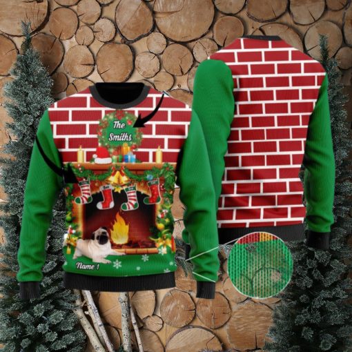 Pug Custom Ugly Sweater For Someone Who Loves Pet And Family On Christmas Time – Customize Family Names And Dog Names