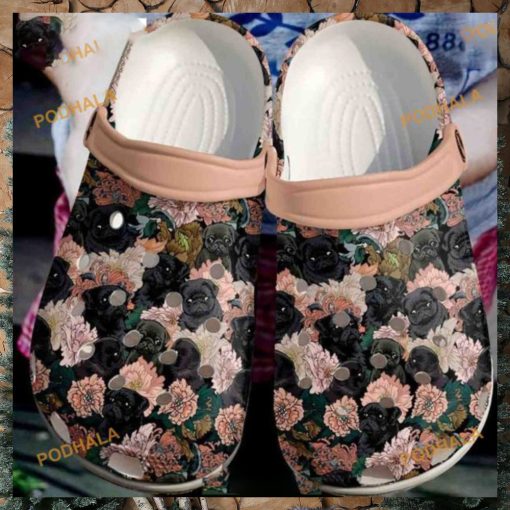 Pug Flowers Garden Clogs