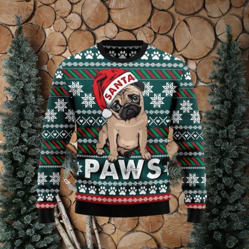 Pug Santa Paws Ugly Christmas Sweater, Custom Ugly Christmas Sweater