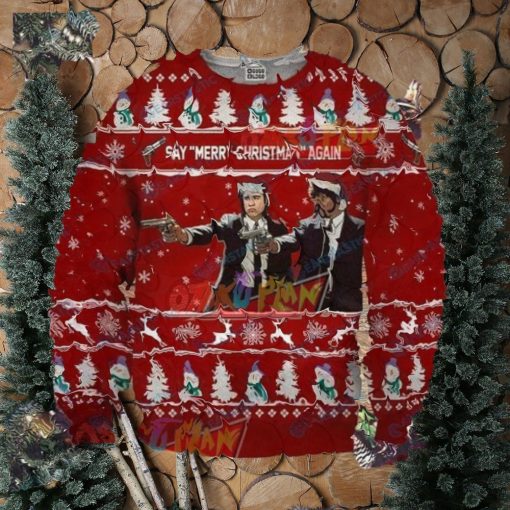 Pulp Fiction Say Merry Christmas Again Christmas Ugly Sweater