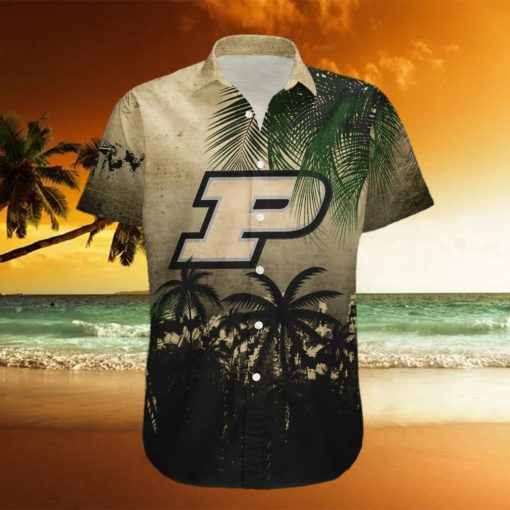 Purdue Boilermakers 3D Hawaiian Shirt Coconut Tree Tropical Grunge NCAA Summer Beach hawaiian shirt