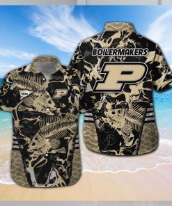 Purdue Boilermakers Fishing Short Sleeve Button Up Tropical Hawaiian Shirt