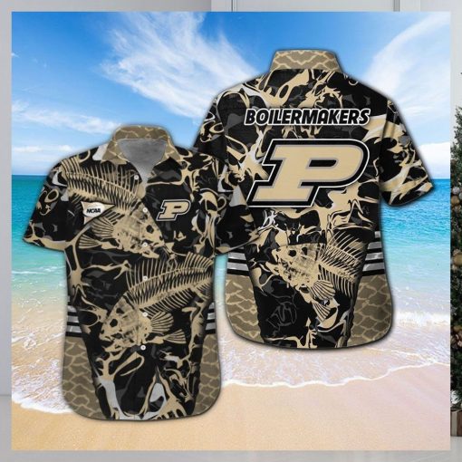Purdue Boilermakers Fishing Short Sleeve Button Up Tropical Hawaiian Shirt