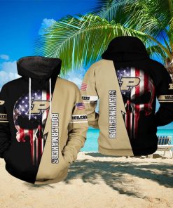 Purdue Boilermakers NCAA US Flag Skull 3D Printed Hoodie