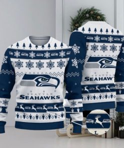 Seattle Seahawks Snowflakes Reindeer Pattern Xmas Ugly Christmas Sweaters