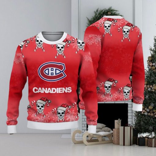 Montreal Canadiens Fans Skull Carols Ugly Christmas Sweater