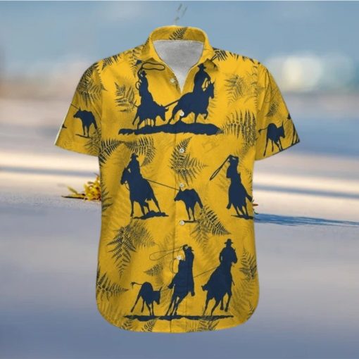 Team Roping Cowboy Yellow Unisex Hawaiian Shirts