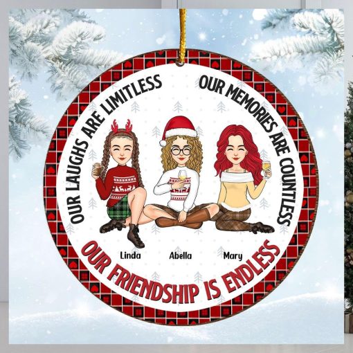 Our Friendship Is Endless   Personalized Wooden Ornament For Besties