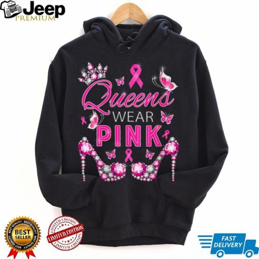 Queens Wear Pink Breast Cancer Awareness Ribbon Support V Neck T Shirt