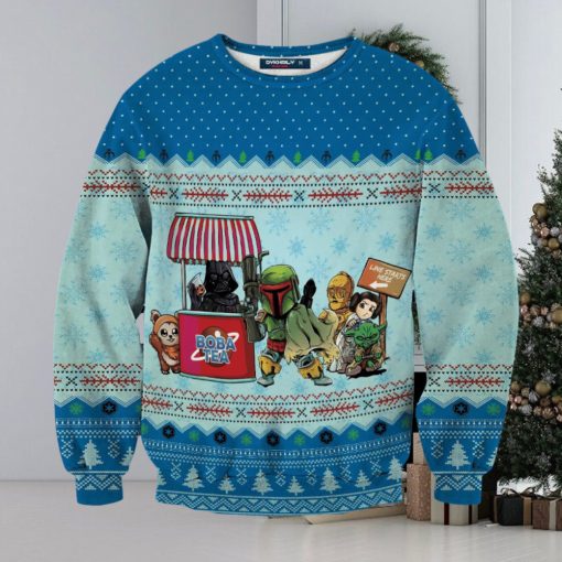 Queue For Bobatea Ugly Christmas Sweater Perfect Holiday Gift