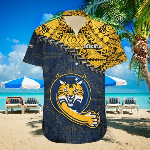 Quinnipiac Bobcats Hawaii Shirt Grunge Polynesian Tattoo – NCAA