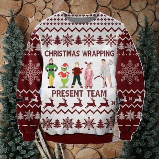 Christmas Wrapping Present Team Muppet Home Alone Elf Grinch Knitted 3D Sweater For Christmas