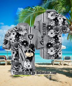 RAIDERS SKULL AND MICKEY SURFING A FASHIONABLE STATEMENT FOR THE MODERN BEACH BUM HAWAIIAN SHIRT