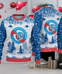 RC Strasbourg Alsace Big Logo Pine Trees Big Fans Gift Christmas Sweater For Men And Women