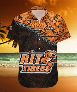 RIT Tigers 3D Hawaiian Shirt Grunge Polynesian TattooNCAA Summer Beach hawaiian shirt