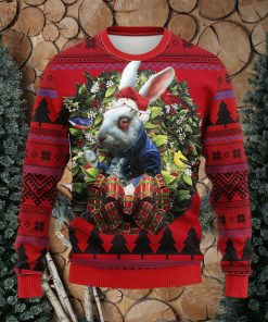 Rabbit Wearing Coat Alice In Wonderland Noel Mc Thanksgiving Women Mens Ugly Christmas Sweater