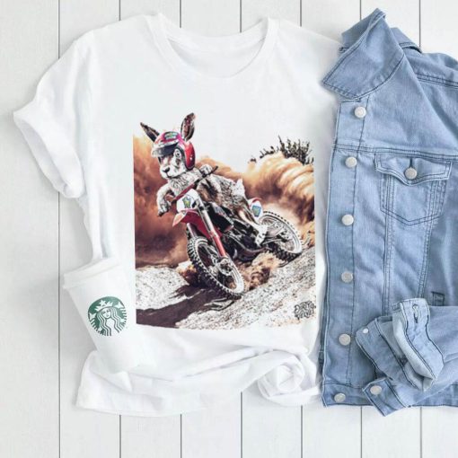 Rabbit riding motorcycle Cross Hare shirt