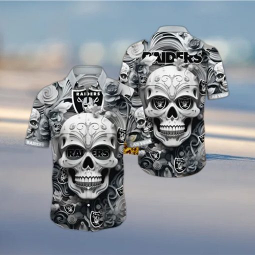 Raiders Hawaiian Shirt Print Rose Skull Unleash Your Team Spirit